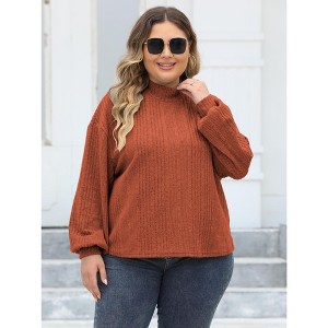Coolmee Womens Plus Size Long Sleeve Tops Lightweight Turtleneck Sweaters Casual Loose Fit Shirts Tunic Tops - 1 of 4
