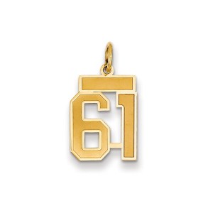 Black Bow Jewelry 14k Yellow Gold, Jersey Collection, Small Number 61 Pendant - 1 of 2