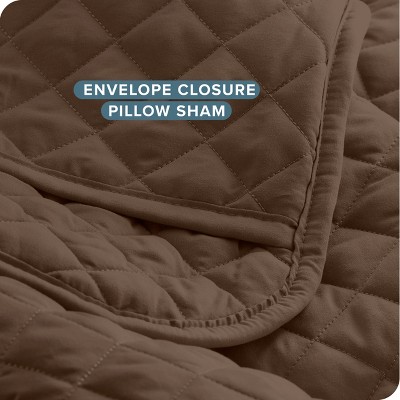 Full/Queen Cocoa Diamond Stitched Microfiber Quilt Set