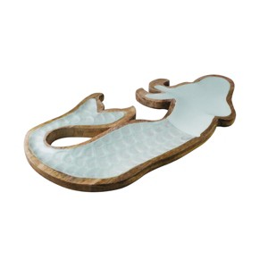Beachcombers Mermaid Garden Wood And Enamel Platter Nautical Beach House Kitchen - 1 of 1