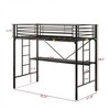 Twin Metal Loft Bed with Desk, Power Outlet and LED Lighted , Safety Guard & Ladder, No Box Spring Needed, Black - 4 of 4