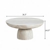 Beige Round Fiberglass Coffee Table with Wood Veneer Top and Metal Base, Luxury Center Table with Open Storage for Living Room or Lounge-Koiai - 4 of 4