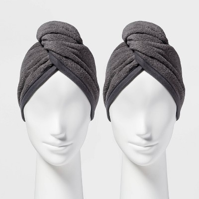 2pk Bath Hair Wrap Set Gray - Room Essentials&#8482;