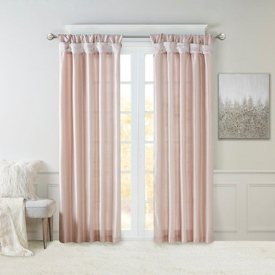 PAGED Faux Silk Blackout Curtains for Bedroom,Window Curtain Panel with Twisted Tab Top,Lined,Curtains for Living Room,Machine Washable
