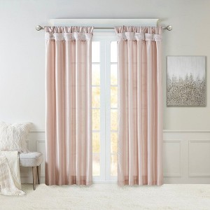 PAGED Faux Silk Blackout Curtains for Bedroom,Window Curtain Panel with Twisted Tab Top,Lined,Curtains for Living Room,Machine Washable - 1 of 4