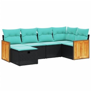 vidaXL Garden Sofa Set Black PE rattan Large Modular Garden Sofa Set - 1 of 4
