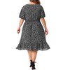 Agnes Orinda Women's Plus Size Floral Ruffle Hem Square Collar Empire Waist Dresses - 4 of 4