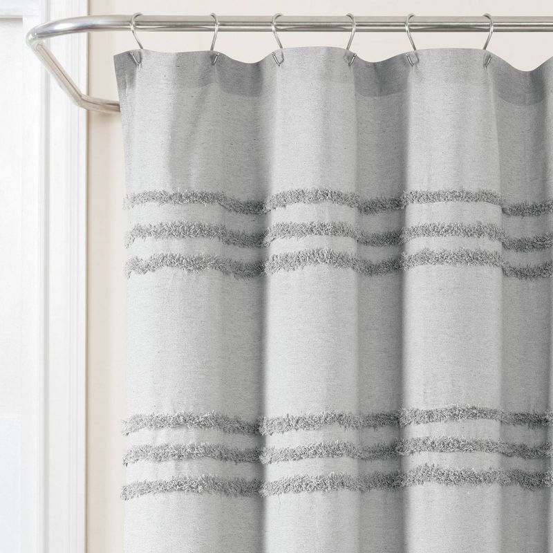 72&#34;x72&#34; Boho Kendra Tufted Yarn Dyed Eco Friendly Recycled Cotton Shower Curtain Light Gray - Lush D&#233;cor, 3 of 6