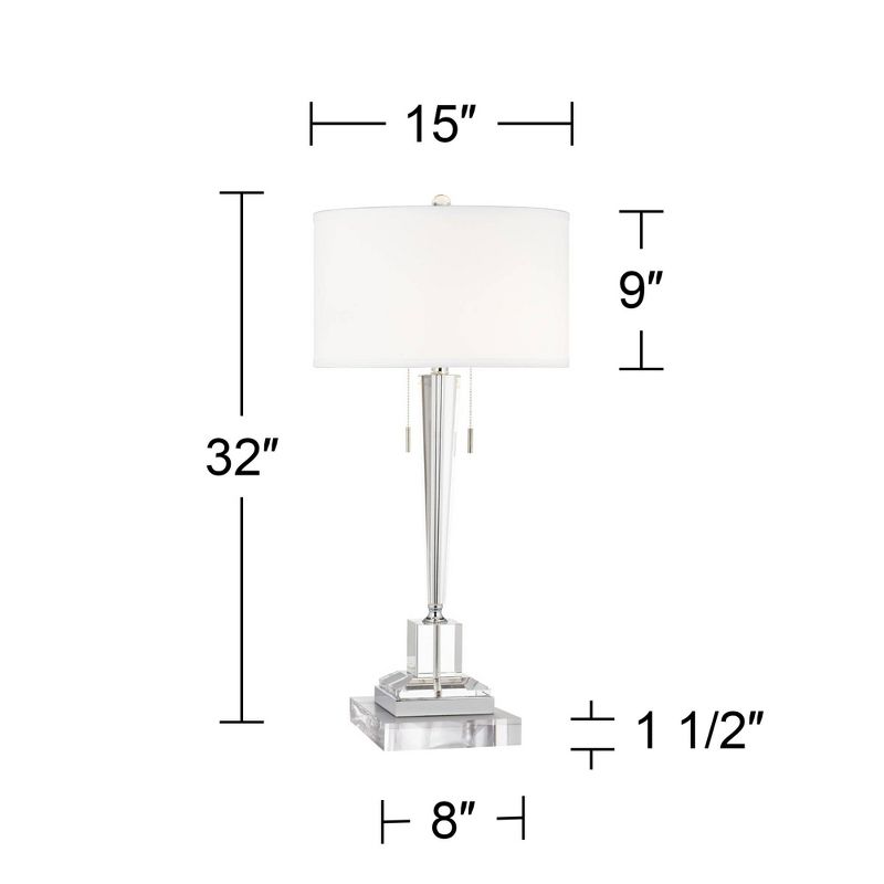 Vienna Full Spectrum Renee Modern Art Deco Table Lamp with Square Riser 32" Tall Clear Crystal Glass Drum Shade for Bedroom Living Room Bedside Office, 4 of 8