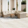 vidaXL Patio Sofa Set with Cushions Outdoor Furniture 12 Piece Poly Rattan - Beige and Cream - 2 of 4