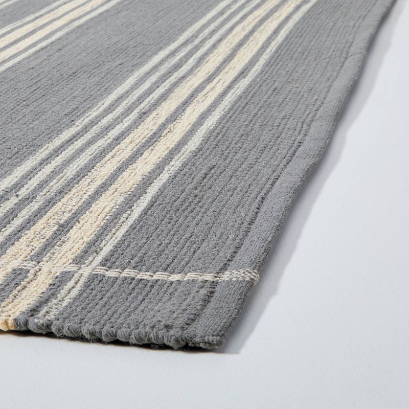Wool Blend Variegated Stripe Area Rug Dark Gray - Hearth & Hand™ with Magnolia, 2 of 7