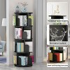 Homhougo Rotating Bookshelf, 360 Display 4 Tier Bookcase Storage Rack, Corner Spinning Book Shelf, Wood Revolving Bookcase Organizer, Black - 3 of 4