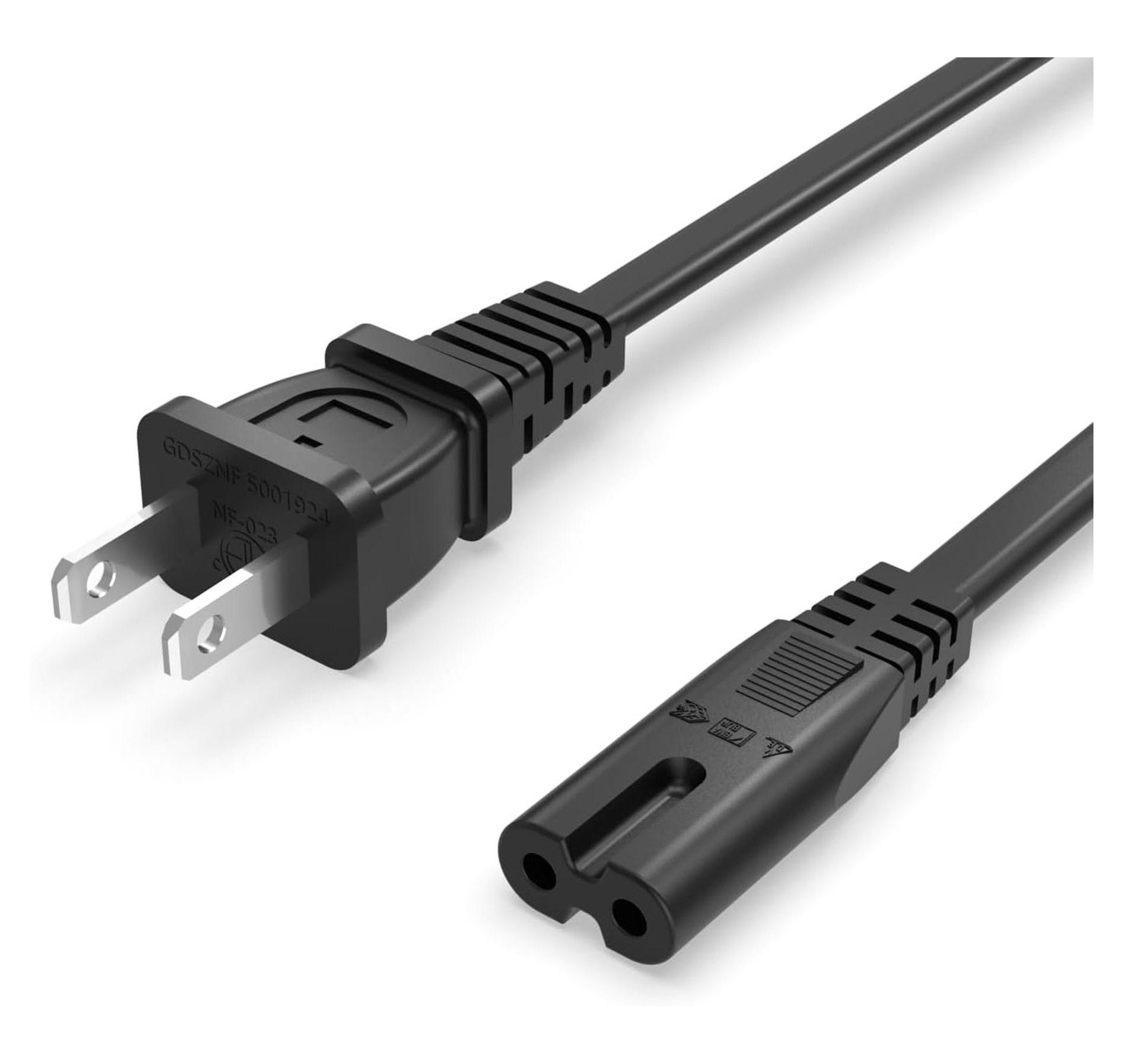 Universal C7 Figure‑8 Power Cord for TVs, Game Consoles, Laptops & Electronics – 6ft