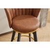 MYINDA 26''H Velvet Counter Height Bar Stool Set of 2, 360° Swivel Upholstered Bar Stool with Backrest, Goldy Footrest, Brown - 4 of 4