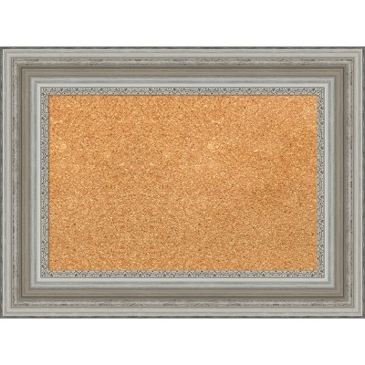 Amanti Art Natural Cork Board Framed Parlor Silver Bulletin Board 24 in. x 18 in.