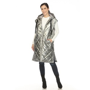 White Mark Women's Metallic Long Puffer Vest - 1 of 4