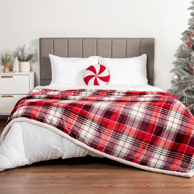Christmas Plaid Reversible Sherpa Fleece Throw Blanket