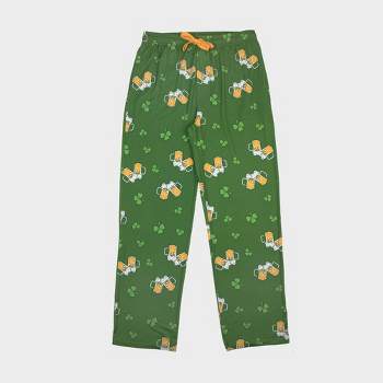 Men's Shamrock and Beer Pajama Pants - Green