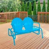 Northlight 2-Person Outdoor Retro Metal Tulip Double Glider Patio Chair, Turquoise Blue - 2 of 4