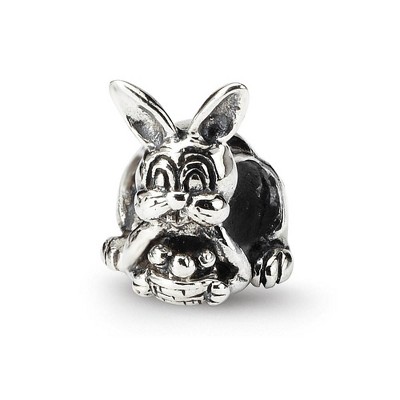 Black Bow Jewelry Sterling Silver Easter Bunny with Basket Bead Charm