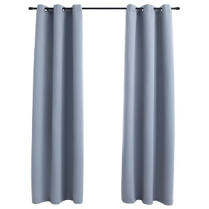 Aghana Digitals 2-Piece Gray 37"x63" Polyester Blackout Curtains with Rings - Light Blocking, - 1 of 4