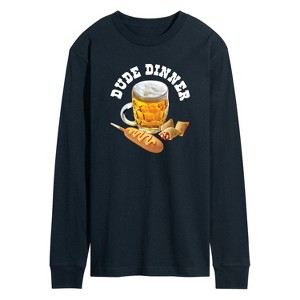 Men's - Instant Message - Dude Dinner Beer Corn Dog Long Sleeve Graphic T-Shirt - 1 of 4