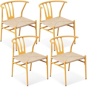 VINGLI Outdoor Dining Chairs Set of 4, Metal Frame Patio Chairs All-Weather Wicker Patio Dining Chairs Yard Chairs for Balcony, Front Porch and Deck - 1 of 4
