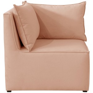 French Seamed Corner Chair in Velvet Soft Pink - Cloth & Co.