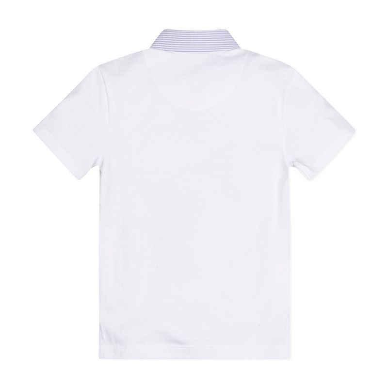 Hope & Henry Boys' Organic Short Sleeve Jersey Polo with Seersucker Trim, Infant, 3 of 5