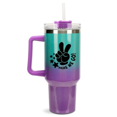 100 North Here We Go! Stars Cart Racer Video Game Wrap-Around 40 Oz. Stainless Steel Water Bottle Coffee Mug, Spill & Leak Resistant, Travel Tumbler