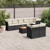 vidaXL 9 Piece Patio Sofa Set with Cushions Black and Cream - 5x Corner + 3x Middle + Table - 2 of 4