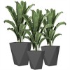 SKRAN Set of 3 Tall Planters, 18", 15.25", 11.75", MgO Indoor Outdoor Planters with Drainage Holes, Stackable Flower Pots for Garden, Patio - 2 of 4