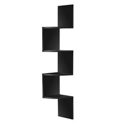 Sorbus 5-Tier Zig Zag Floating Corner Wall Bookshelf Unit – (40" Tall) for Living Room, Bedroom, Office, & More - Space-Saving Storage Solution