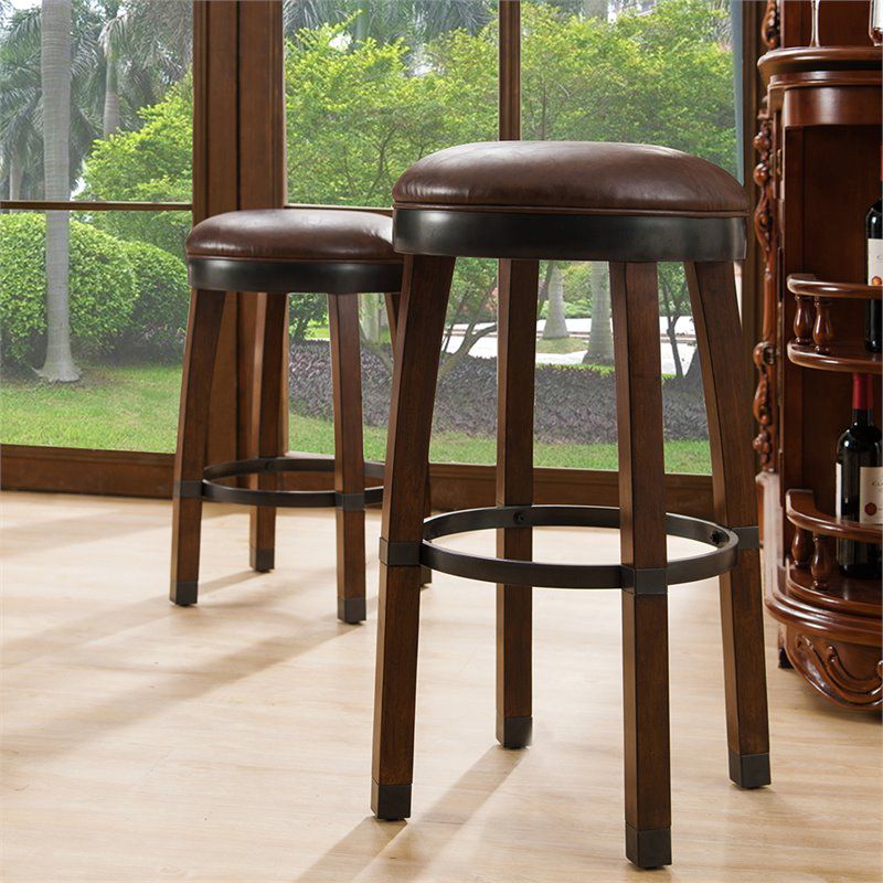 Leick Furniture Favorite Finds 30" Wood Bar Stool in Sienna/Brown (Set of 2), 2 of 6