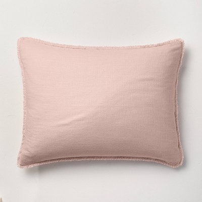 Standard Heavyweight Linen Blend Comforter Sham Blush - Casaluna™