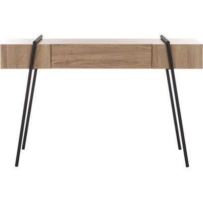Light Grey Oak and Black Metal Console Table