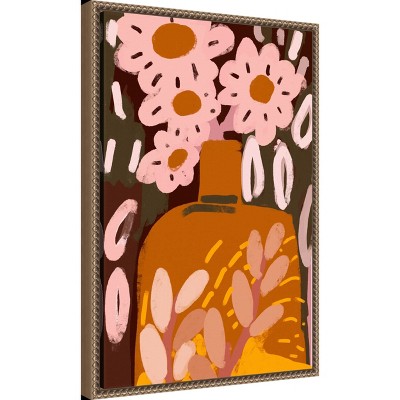 Pastel Flower Impression Abstract Canvas Wall Art with Bronze Frame