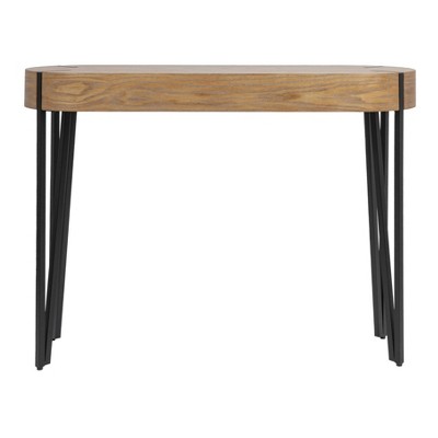 Astoria Natural Wood Console Table with Black Iron Hairpin Legs