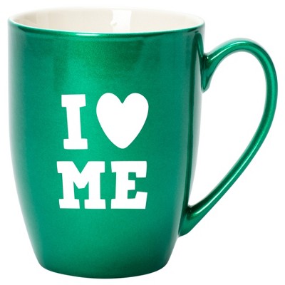 Elanze Designs I Heart Me Emerald Green 10 ounce New Bone China Coffee Cup Mug