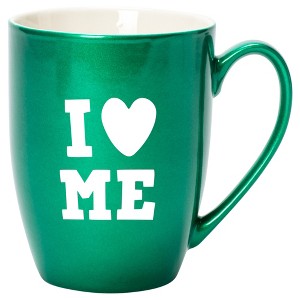Elanze Designs I Heart Me Emerald Green 10 ounce New Bone China Coffee Cup Mug - 1 of 4