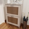 KWPZQEB 2-Tier Shoe Cabinet for Entryway, Narrow Fluted Shoe Rack Cabinet with 2 Flip Drawers, Wooden Freestanding Organizer for Entryway, Hallway - 4 of 4