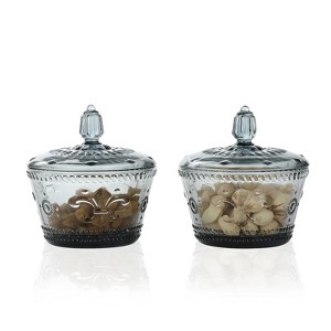 Slickblue Set of 2 Vintage Embossed Glass Candy Jars with Lids – 10 oz, 6 Different Colors - 1 of 4
