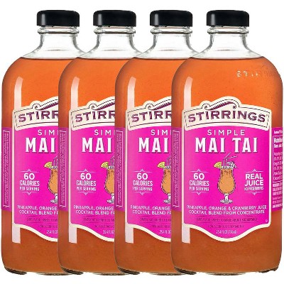 Stirrings Simple Mai Tai Cocktail Mix 750ml Bottles - Real Juice No Preservatives - 60 Calories - Drink Mixer