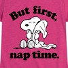 Girls' - Peanuts - Snoopy But First Nap Time Fitted Short Sleeve Graphic T-Shirt - 2 of 4
