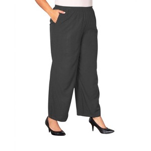 Women's Wide Leg Rayon Pants - Plus - On The Plus Side - 1 of 3