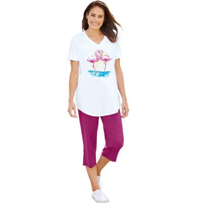 Woman Within Plus Size Two-Piece V-Neck Tunic & Capri Set