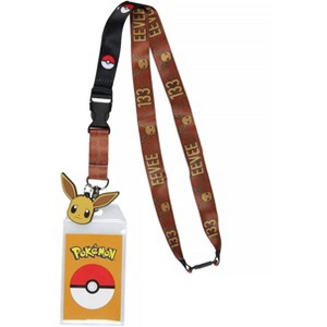 Pokemon 133 Eevee ID Badge Holder Lanyard With Rubber Charm and Break Away Clip - 1 of 4