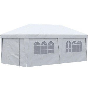 Resenkos Backyard Garden Canopy, Camping Canopy Screen Tent,10' x 19.5' Pop Up Canopy Tent w/ Sidewalls, Leg Weight Bags, Wheeled Carry Bag, White - 1 of 4