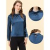 Allegra K Women's Ruched Long Sleeve Office Work Satin Blouses - 2 of 4
