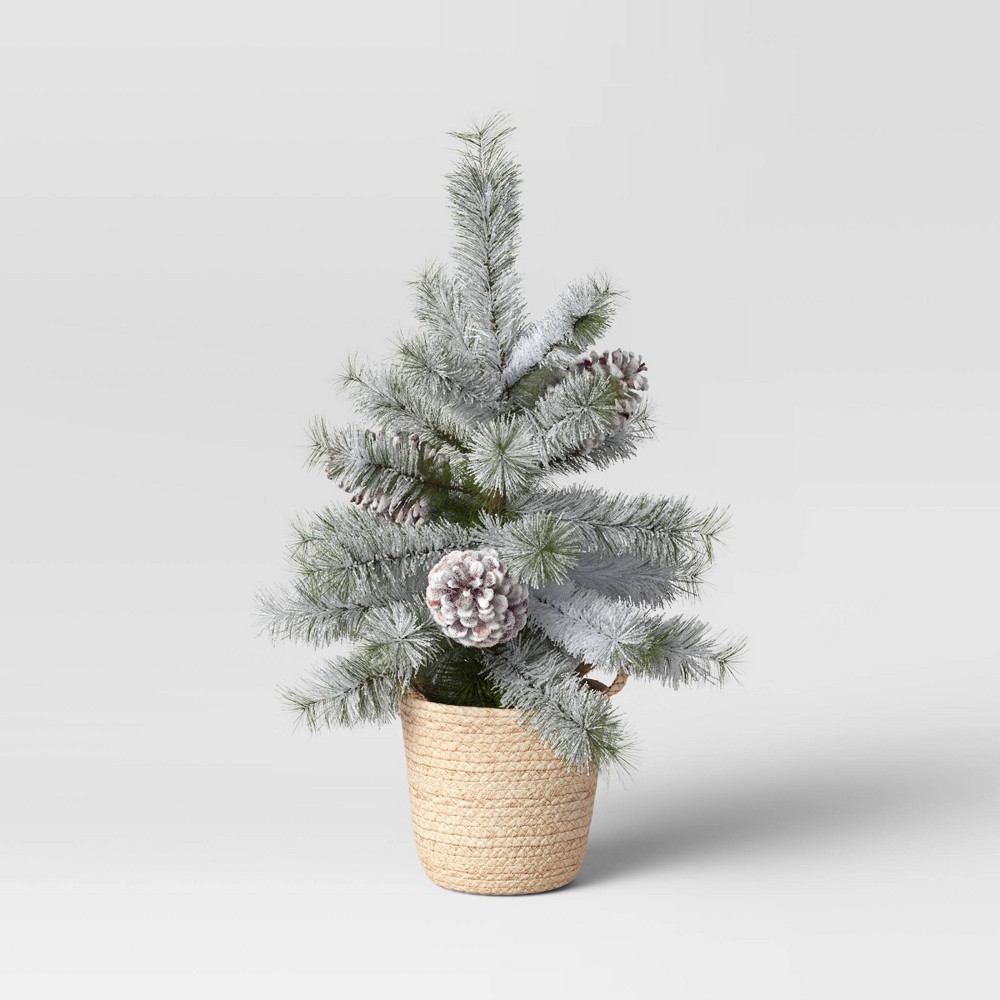 Lightly Flocked Christmas Tree in Basket Threshold